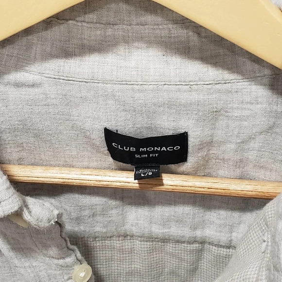 Club Monaco Gray Cotton Slim Button Down Shirt L - Picture 4 of 4
